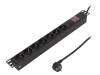 PDU7C01 Сетевой фильтр: защитный; Гнезда:7; 250ВAC; 16А; Цвет: черный; 2м