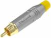 ACPR-SYL, Вилка; RCA; "папа"; прямой; пайка; серый; позолота; на провод; 3?7мм, Amphenol