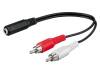 50092, Кабель; вилка RCA x2,гнездо Jack 3,5мм 3pin; 0,2м; Цвет: черный, Goobay