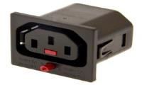 PA135015BK1, IEC LOCK C13 SOCKET 6.3 TERM 1.5 PANEL THK BLACK, Scolmore