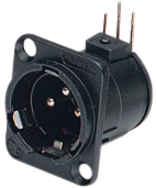 NC3MD-H-BAG, XLR Panel-mount male receptacle 3 D Horizontal / PCB Mountin, Neutrik