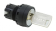 YW1K-2A Keylock Switch Actuator, 2 Positions, Plastic, Black / Metallic, Latching Function