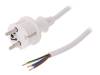W-98387, Кабель; SCHUKO вилка,вилка CEE 7/7 (E/F),провода; 5м; белый; ПВХ, PLASTROL