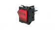 WRG32F2BBREN Illuminated Rocker Switch, 2NO, ON-OFF, Black / Red