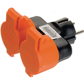 4001238262, Distributing plug 3-pin, IP44 black / orange Earthing contact, Gelia