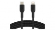 CAA004BT1MBK Braided Cable USB-C Plug - Apple Lightning 1m Black