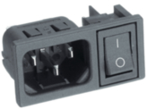 BZM42/Z0000/57B, Plug C14 Faston 4.8 x 0.8 mm 10 A/250 VAC Black Snap-In L + N + PE, Bulgin