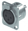 NC3FD-L-1 Гнездо; XLR; "мама"; PIN:3; фланец (2 отверстия), на панель; пайка