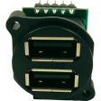 CP30090 Гнездо; USB A; на панель, на провод; штыревой; двойной
