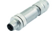 99 3721 810 04 M12 Straight Cable Plug, CAT5, Poles 4, D-Coded, Crimp