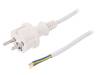 W-98373, Кабель; SCHUKO вилка,вилка CEE 7/7 (E/F),провода; 3м; белый; ПВХ, PLASTROL