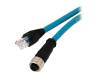 1201080010 E16A03002M010 Адаптер; вилка RJ45,М12 "мама"; код D-Ethernet; PIN:4; IP67; 1м