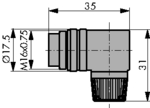09 0135 70 03, Cable plug angled, 682 series 3-pole Poles 3 7 A 250 VAC/VDC, Binder