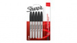 1986051 Marker Pen, Black, Permanent, Fine, 5pcs