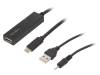 UA0328 Репитер USB; USB 2.0; гнездо USB A,вилка USB C; 40м; черный