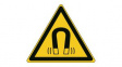 827208 ISO Safety Sign - Warning, Magnetic Field, Triangular, Black on Yellow, Polyester, 1pcs