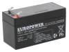 EP 1,2-12, Аккум: свиноцово-кислотный; 12В; 1,2Ач; AGM; необслуживаемый, EUROPOWER