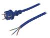 W-98455, Кабель; SCHUKO вилка,вилка CEE 7/7 (E/F),провода; 4м; синий, PLASTROL
