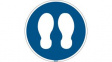 306917 Stand Here, Floor Sign, Round, White on Blue, Polyester, Mandatory Action, 1pcs