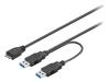 95748 Кабель; USB 3.0; вилка USB A x2,вилка micro USB B; 1,8м; черный