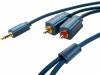 CLICK-C-70465, Кабель; вилка Jack 3,5 мм, вилка RCA x2; 1м; Покрытие: позолота, Clicktronic