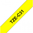 TZE-C31 Label Tape, Fluorescent 12 mm Black on Yellow 5 m