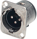 NC3MD-V, XLR Panel-mount male receptacle 3 D Vertical / PCB Mounting, Neutrik