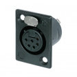 NC6FP-BAG-1 XLR Panel-mount female receptacle 6 Poles P Soldering Connection Black