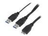 CU0072 Кабель; USB 3.0; гнездо USB A, вилка USB A x2; никелированные
