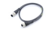 1200070472 Micro-Change (M12) Double-Ended Cordset 4 Poles Male (Straight) to Female (Straight) 0.34mm² Black PVC Cable 0.6m