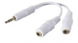F8V234EAWHT-APL Audio Adapter, Straight, 3.5 mm Stereo Plug - 2x 3.5 mm Socket