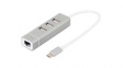 DA-70253 USB Hub with Fast Ethernet Port USB 2.0 3x USB A Socket, 3x USB A Socket - USB C Plug
