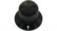 RND 210-00360 Aluminium Knob, black, 6.4 mm shaft