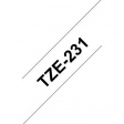 TZE-231 Этикеточная лента 12 mm черный на белом