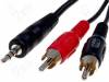 BQC-JPS2RP-0020 Кабель; вилка Jack 3,5 мм, вилка RCA x2; 0,2м; черный