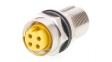 1300130388 Mini-Change A-Size Bulkhead Feed-Through 4 Poles 7/8-16UN Nickel Plated Brass 0.049m (1.94") Length 300V