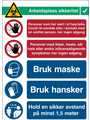 RND 605-00206, COVID-19 Reception, Safety Sign, Norwegian, 262x371mm, 1pcs, Brady