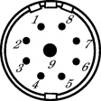 7410 0 81 040 Panel connector with flange Poles=9 Female