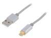 CU0117 Кабель; вилка USB A, вилка micro USB B; 1м; серебристый