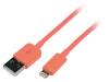 UA0200 Кабель; USB 2.0; вилка USB A, вилка Apple Lightning; 1м; розовый