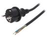 W-98378, Кабель; SCHUKO вилка,вилка CEE 7/7 (E/F),провода; 5м; черный, PLASTROL
