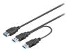 95749 Кабель; USB 3.0; гнездо USB A, вилка USB A x2; 0,3м; черный