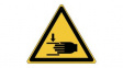 829872 ISO Safety Sign - Warning, Crushing of Hands, Triangular, Black on Yellow, Polyester, 1pcs