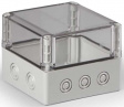 SPCK131310T Cubo S 125 x 125 x 100 мм, 50 мм основание, Pg выбивные отверстие, прозрачная кр