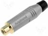 ACJR-SBK, Вилка; RCA; "мама"; прямой; пайка; серый; позолота; на провод; 3?7мм, Amphenol