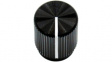 RND 210-00355 Aluminium Knob, black, 6.4 mm shaft