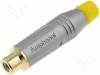 ACJR-SYL, Вилка; RCA; "мама"; прямой; пайка; серый; позолота; на провод; 3?7мм, Amphenol