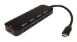 14.99.5038 USB Hub with PD, USB 3.0, USB C Plug, Black, 4x USB A Socket/USB C Socket - USB C Plug