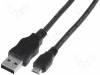 AK-300110-018-S Кабель; USB 2.0; вилка USB A, вилка micro USB B; никелированные