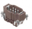 CNEM 06 RY CNE RY, 6 poles + earth, male insert, with male contacts, silver plated